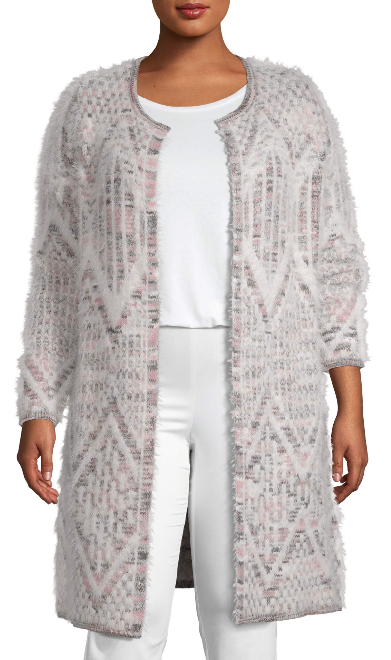 Plus Size Ribbed Cardigan And Leggings Set-124X