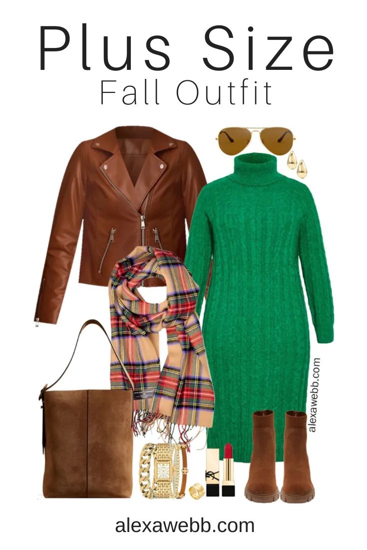 Plus Size Green Sweater Dress Outfits - Alexa Webb