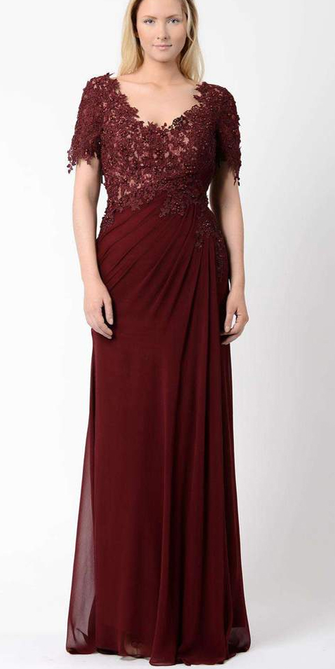 Plus size burgundy mother of the bride outlet dress