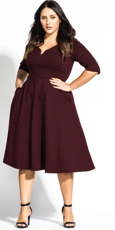 City Chic  Women's Plus Size Cute Girl Elbow Sleeve Dress - Plum