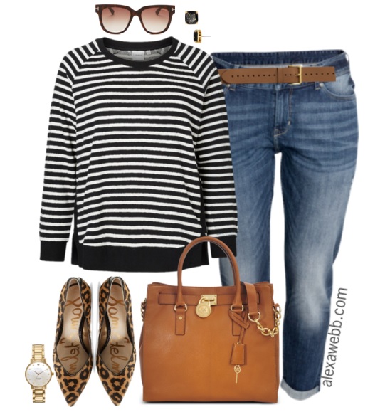 Weekend Inspiration - Plus Size Boyfriend Jeans and Stripes - Alexa Webb