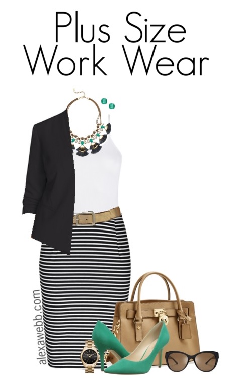 Workwear Inspiration - Plus Size Striped Skirt - Alexa Webb