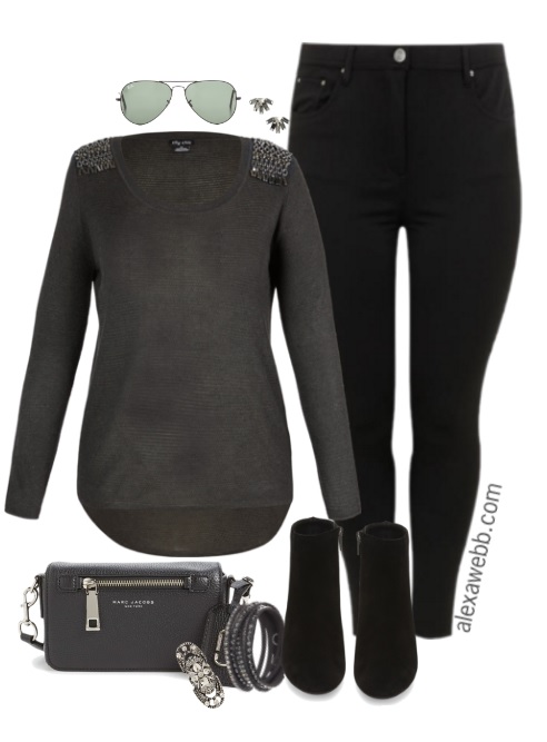 Plus Size Charcoal Sweater Outfit - Alexa Webb