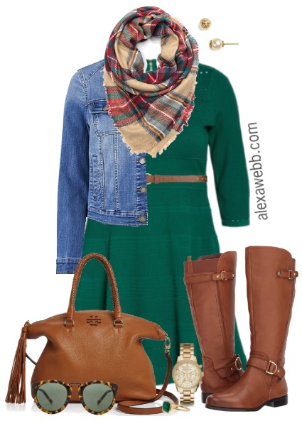 Plus Size Green Trench Coat Outfit 1 - Alexa Webb