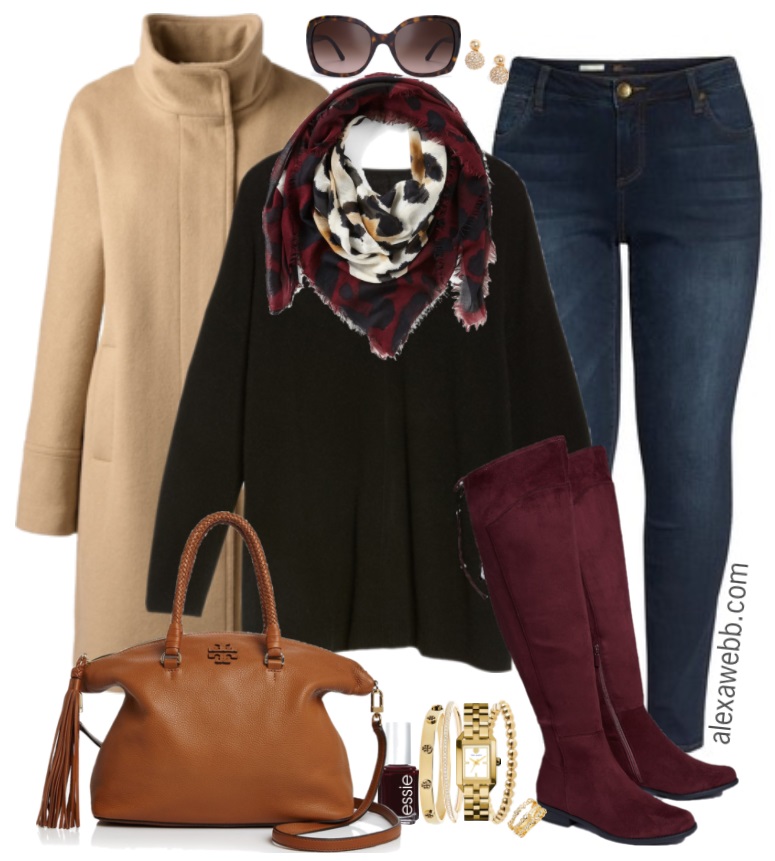 Plus Size Oxblood Boots Outfit - Alexa Webb