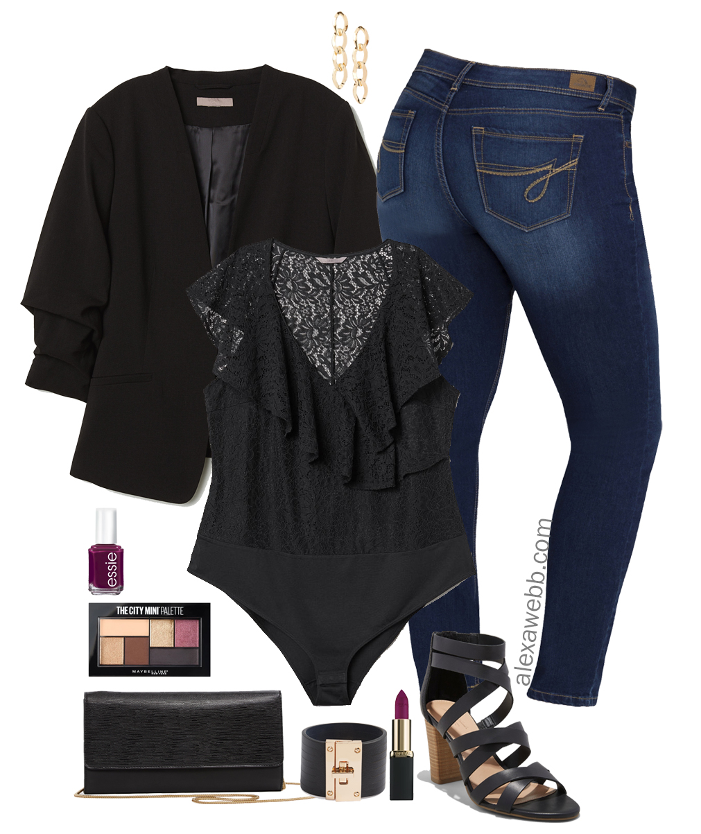 Plus Size Black Jeans Night Outfits - Alexa Webb