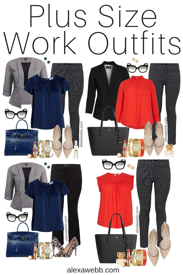 Plus Size Work Outfits - Black & White Pants - Alexa Webb