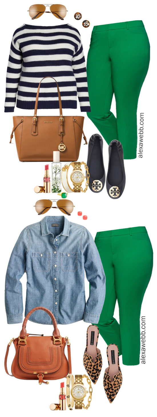 Plus Size Green Trench Coat Outfit 1 - Alexa Webb