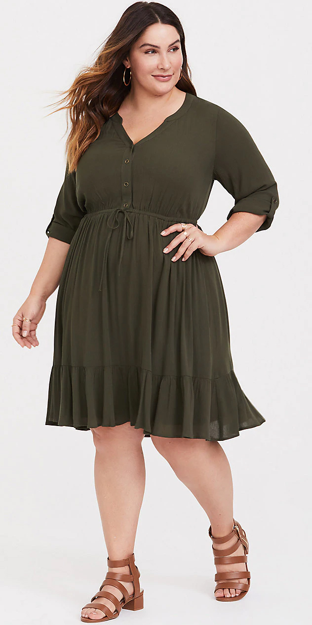 olive shirt dress