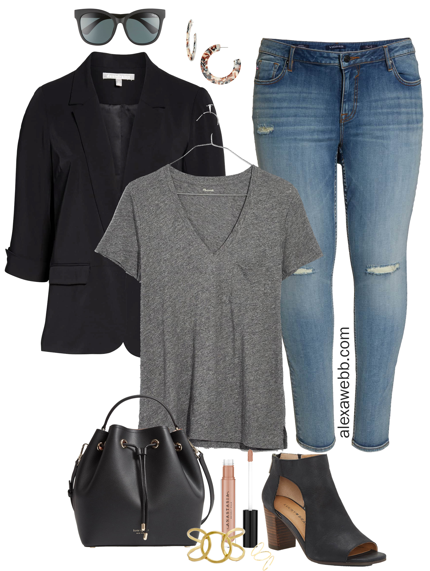 Plus Size Black Blazer Outfit - Alexa Webb