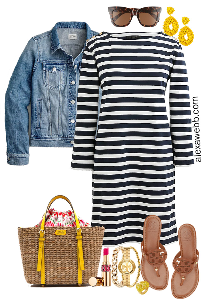 Navy and white 2024 striped dress outfit