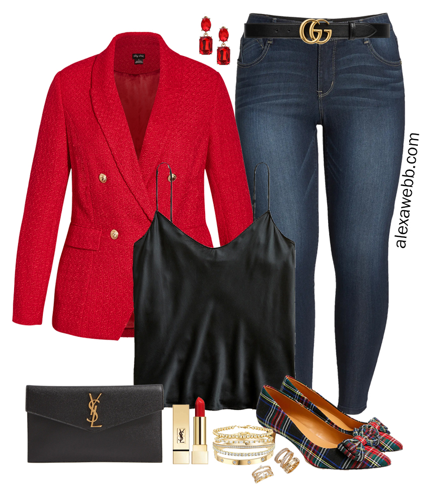 Plus Size Red Blazer Outfit - Alexa Webb