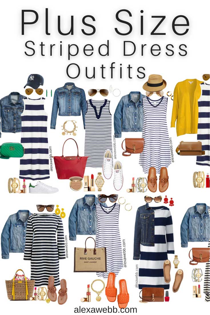 20 Plus Size Navy Striped Dress Outfit Ideas - Alexa Webb