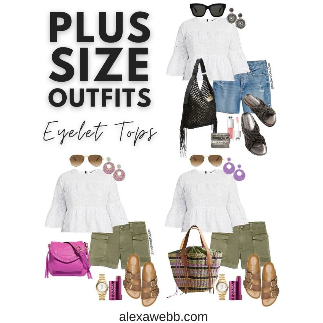 Plus Size Eyelet Top Outfits - Alexa Webb
