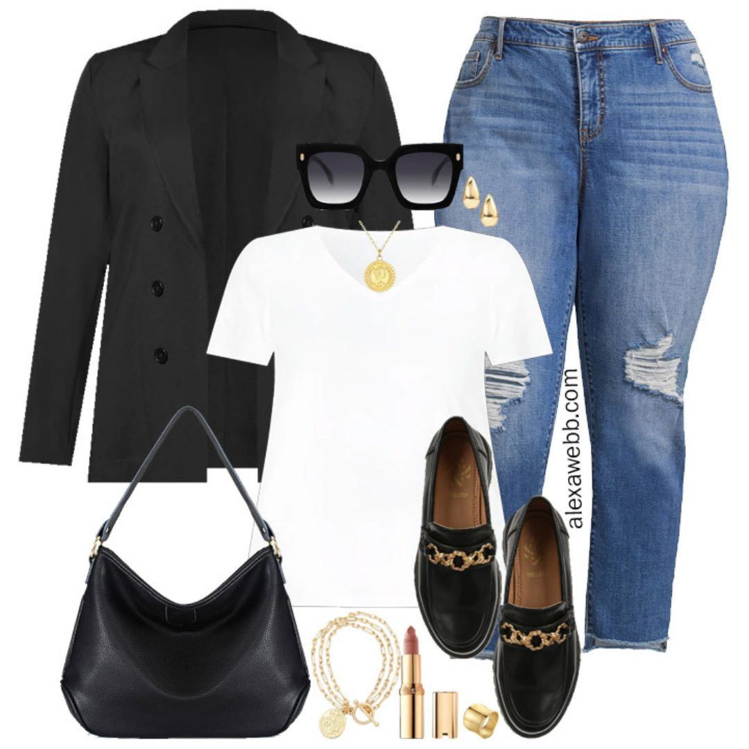 Plus Size on a Budget – Black Blazer Outfit - Alexa Webb